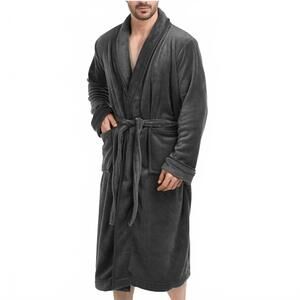 Eddie Bauer Lounge Plush Classic Robe Charcoal Heather Men's Size L/XL NWT